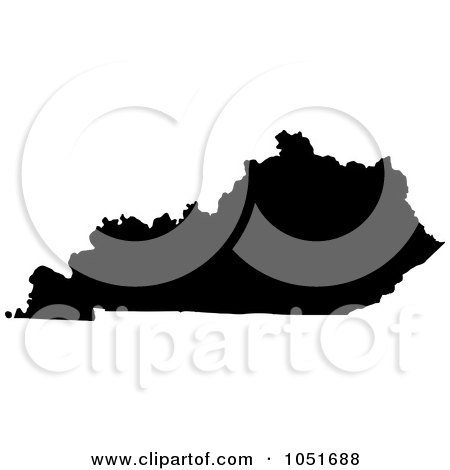 Royalty-Free Vector Clip Art Illustration of a Black Silhouetted Shape Of The State Of Kentucky, United States by Jamers