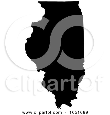 Royalty-Free Vector Clip Art Illustration of a Black Silhouetted Shape Of The State Of Illinois, United States by Jamers