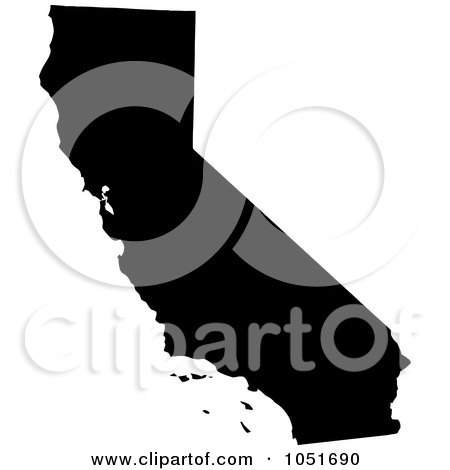 Royalty-Free Vector Clip Art Illustration of a Black Silhouetted Shape Of The State Of California, United States by Jamers