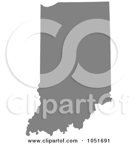 Royalty-Free Vector Clip Art Illustration of a Gray Silhouetted Shape Of The State Of Indiana, United States by Jamers