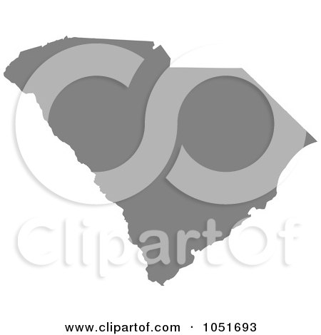 Royalty-Free Vector Clip Art Illustration of a Gray Silhouetted Shape Of The State Of South Carolina, United States by Jamers