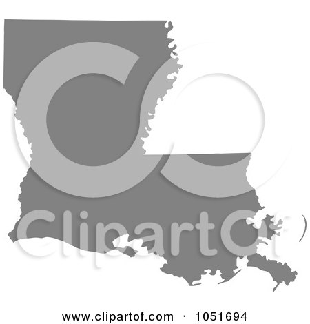 Royalty-Free Vector Clip Art Illustration of a Gray Silhouetted Shape Of The State Of Louisiana, United States by Jamers