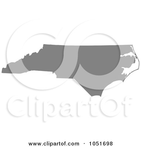 Royalty-Free Vector Clip Art Illustration of a Gray Silhouetted Shape Of The State Of North Carolina, United States by Jamers