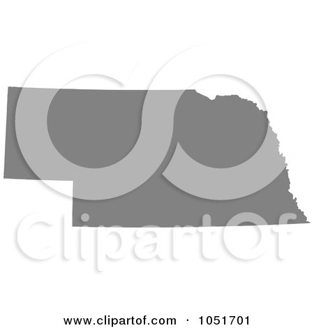 Royalty-Free Vector Clip Art Illustration of a Gray Silhouetted Shape Of The State Of Nebraska, United States by Jamers
