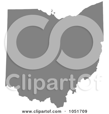 Royalty-Free Vector Clip Art Illustration of a Gray Silhouetted Shape Of The State Of Ohio, United States by Jamers