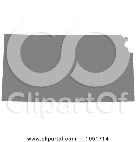 Royalty-Free Vector Clip Art Illustration of a Gray Silhouetted Shape Of The State Of Kansas, United States by Jamers