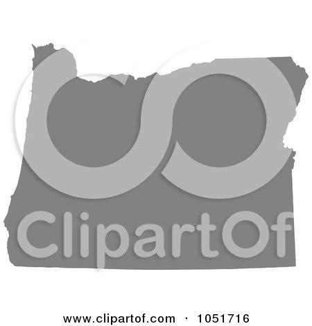 Royalty-Free Vector Clip Art Illustration of a Gray Silhouetted Shape Of The State Of Oregon, United States by Jamers