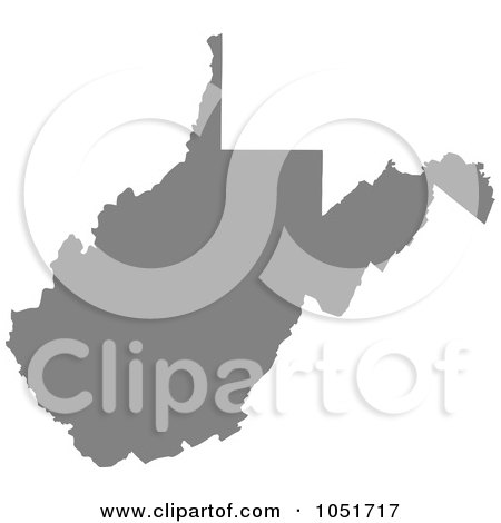 Royalty-Free Vector Clip Art Illustration of a Gray Silhouetted Shape Of The State Of West Virginia, United States by Jamers