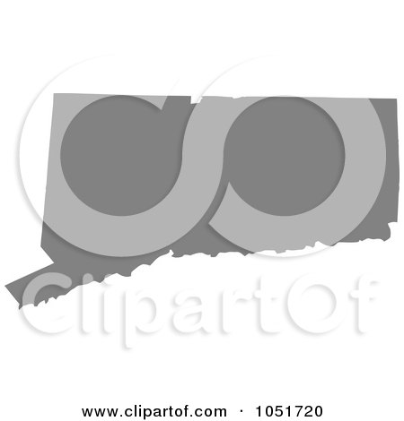 Royalty-Free Vector Clip Art Illustration of a Gray Silhouetted Shape Of The State Of Connecticut, United States by Jamers