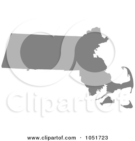 Royalty-Free Vector Clip Art Illustration of a Gray Silhouetted Shape Of The State Of Massachusetts, United States by Jamers