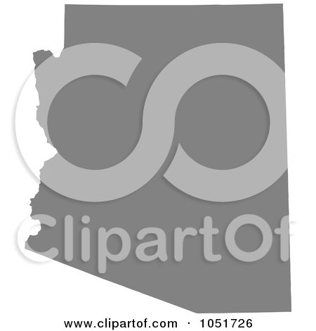 Royalty-Free Vector Clip Art Illustration of a Gray Silhouetted Shape Of The State Of Arizona, United States by Jamers