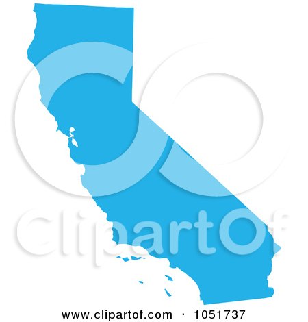 Royalty-Free Vector Clip Art Illustration of a Blue Silhouetted Shape Of The State Of California, United States by Jamers