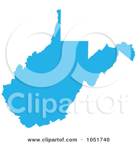 Royalty-Free Vector Clip Art Illustration of a Blue Silhouetted Shape Of The State Of West Virginia, United States by Jamers