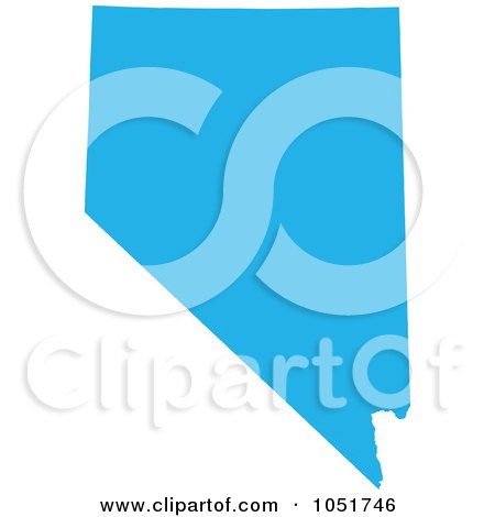 Royalty-Free Vector Clip Art Illustration of a Blue Silhouetted Shape Of The State Of Nevada, United States by Jamers