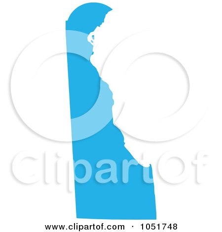 Royalty-Free Vector Clip Art Illustration of a Blue Silhouetted Shape Of The State Of Delaware, United States by Jamers
