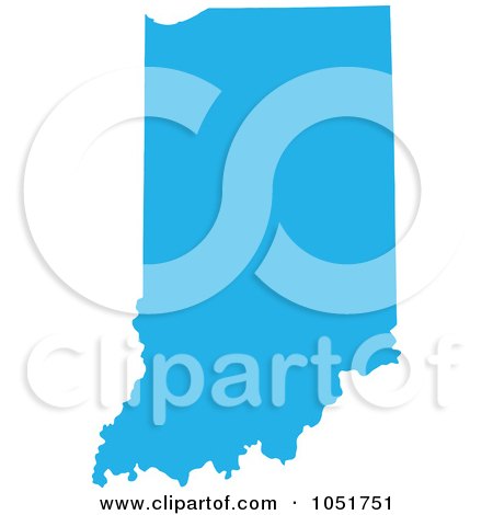 Royalty-Free Vector Clip Art Illustration of a Blue Silhouetted Shape Of The State Of Indiana, United States by Jamers