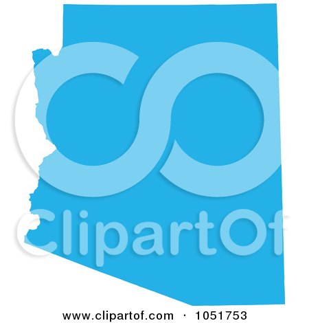Royalty-Free Vector Clip Art Illustration of a Blue Silhouetted Shape Of The State Of Arizona, United States by Jamers