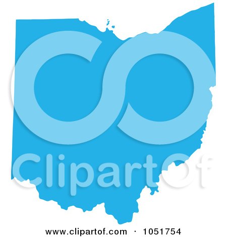 Royalty-Free Vector Clip Art Illustration of a Blue Silhouetted Shape Of The State Of Ohio, United States by Jamers