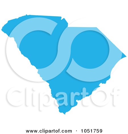 Royalty-Free Vector Clip Art Illustration of a Blue Silhouetted Shape Of The State Of South Carolina, United States by Jamers