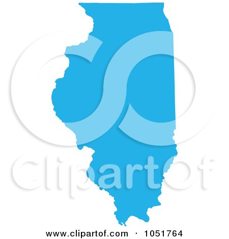 Royalty-Free Vector Clip Art Illustration of a Blue Silhouetted Shape Of The State Of Illinois, United States by Jamers