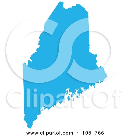 Royalty-Free Vector Clip Art Illustration of a Blue Silhouetted Shape Of The State Of Maine, United States by Jamers