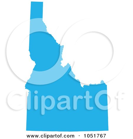 Royalty-Free Vector Clip Art Illustration of a Blue Silhouetted Shape Of The State Of Idaho, United States by Jamers