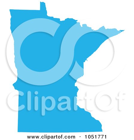 Royalty-Free Vector Clip Art Illustration of a Blue Silhouetted Shape Of The State Of Minnesota, United States by Jamers
