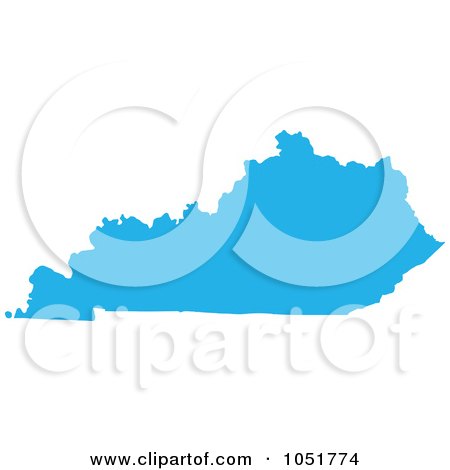 Royalty-Free Vector Clip Art Illustration of a Blue Silhouetted Shape Of The State Of Kentucky, United States by Jamers