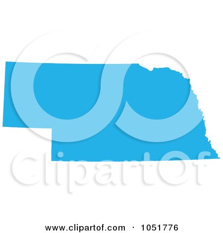 Royalty-Free Vector Clip Art Illustration of a Blue Silhouetted Shape Of The State Of Nebraska, United States by Jamers