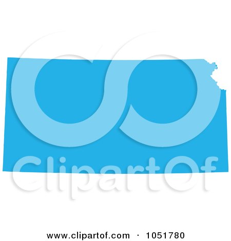 Royalty-Free Vector Clip Art Illustration of a Blue Silhouetted Shape Of The State Of Kansas, United States by Jamers