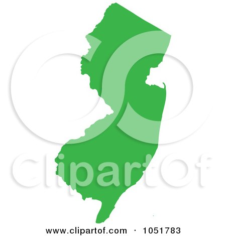 Royalty-Free Vector Clip Art Illustration of a Green Silhouetted Shape Of The State Of New Jersey, United States by Jamers