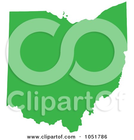 Royalty-Free Vector Clip Art Illustration of a Green Silhouetted Shape Of The State Of Ohio, United States by Jamers