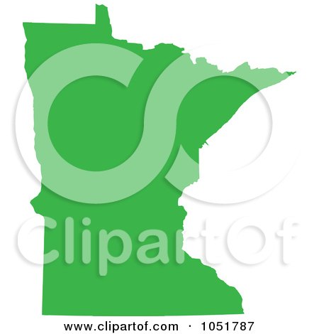 Royalty-Free Vector Clip Art Illustration of a Green Silhouetted Shape Of The State Of Minnesota, United States by Jamers