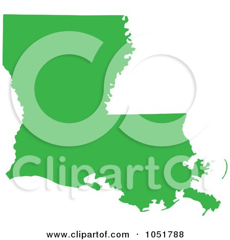 Royalty-Free Vector Clip Art Illustration of a Green Silhouetted Shape Of The State Of Louisiana, United States by Jamers