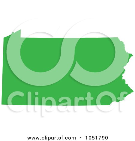 Royalty-Free Vector Clip Art Illustration of a Green Silhouetted Shape Of The State Of Pennsylvania, United States by Jamers