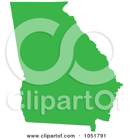 Royalty-Free Vector Clip Art Illustration of a Green Silhouetted Shape Of The State Of Georgia, United States by Jamers
