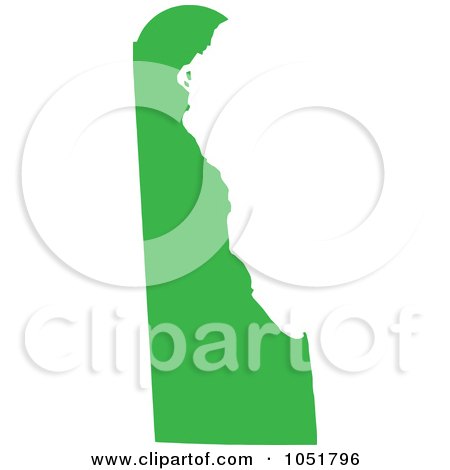Royalty-Free Vector Clip Art Illustration of a Green Silhouetted Shape Of The State Of Delaware, United States by Jamers