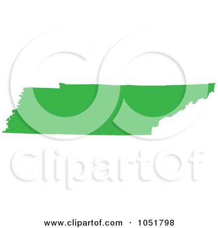 Royalty-Free Vector Clip Art Illustration of a Green Silhouetted Shape Of The State Of Tennessee, United States by Jamers
