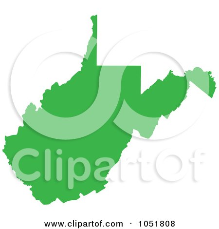 Royalty-Free Vector Clip Art Illustration of a Green Silhouetted Shape Of The State Of West Virginia, United States by Jamers