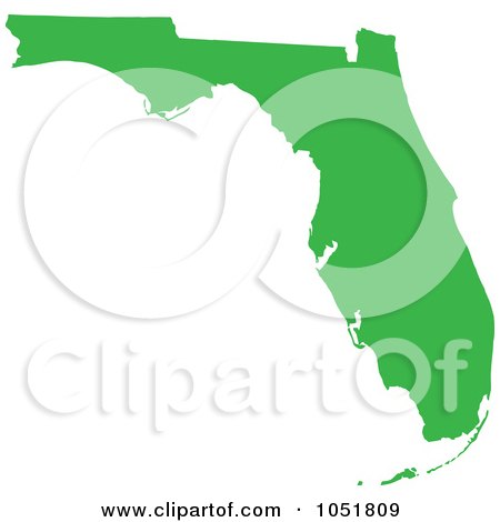 Royalty-Free Vector Clip Art Illustration of a Green Silhouetted Shape Of The State Of Florida, United States by Jamers