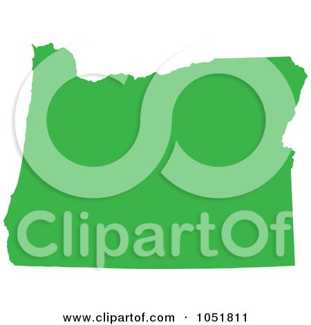 Royalty-Free Vector Clip Art Illustration of a Green Silhouetted Shape Of The State Of Oregon, United States by Jamers