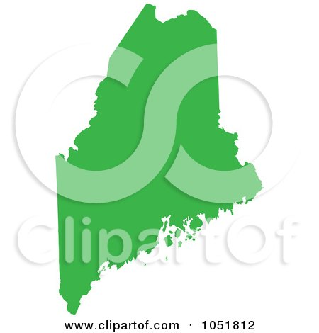 Royalty-Free Vector Clip Art Illustration of a Green Silhouetted Shape Of The State Of Maine, United States by Jamers