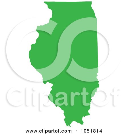 Royalty-Free Vector Clip Art Illustration of a Green Silhouetted Shape Of The State Of Illinois, United States by Jamers