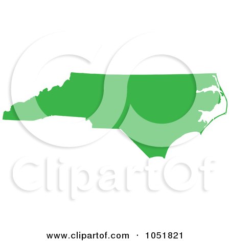 Royalty-Free Vector Clip Art Illustration of a Green Silhouetted Shape Of The State Of North Carolina, United States by Jamers