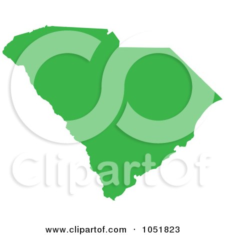 Royalty-Free Vector Clip Art Illustration of a Green Silhouetted Shape Of The State Of South Carolina, United States by Jamers