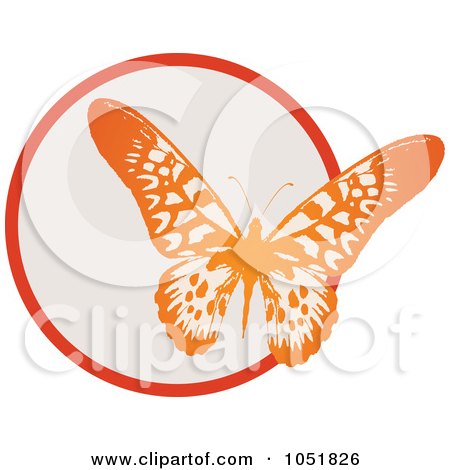 Royalty-Free Vector Clip Art Illustration of a Red Butterfly And Circle Logo by Eugene