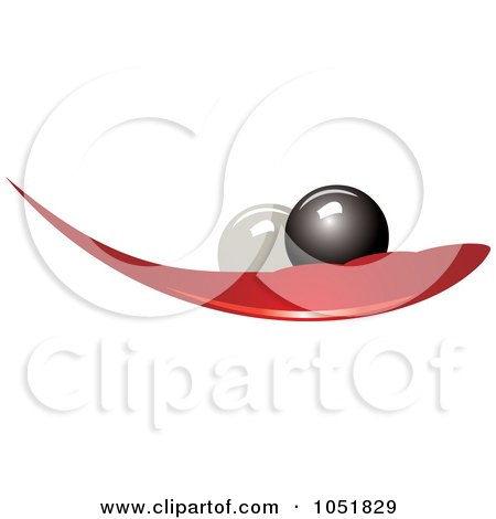 Royalty-Free Vector Clip Art Illustration of Two Pearls And A Red Leaf Logo by Eugene