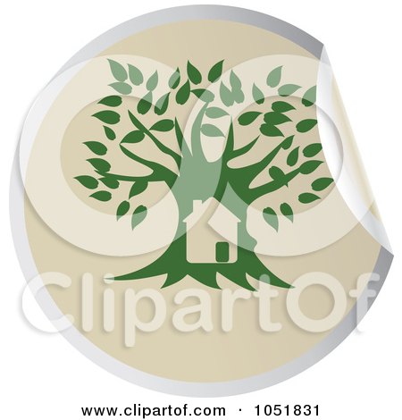 Royalty-Free Vector Clip Art Illustration of a Green Tree Sticker Logo - 2 by Eugene