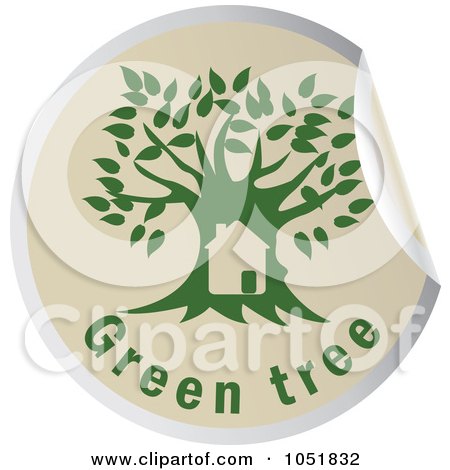 Royalty-Free Vector Clip Art Illustration of a Green Tree Sticker Logo - 1 by Eugene
