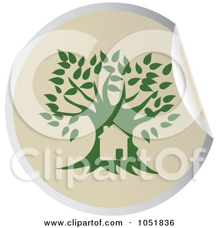 Royalty-Free Vector Clip Art Illustration of a Green Tree Sticker Logo - 3 by Eugene